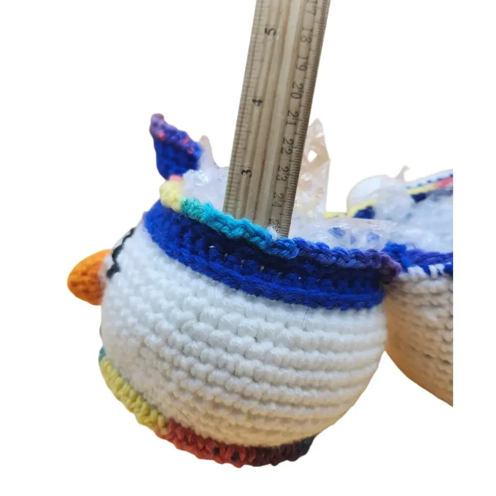 Hand Crocheted Amigurumi Snowman Figure Statuette Trinket Box Storage 9 Inches